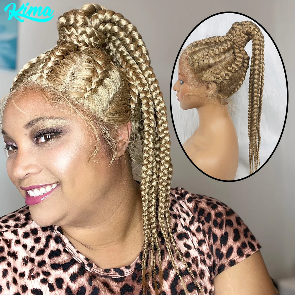 Braided Lace Front Wig 360 Synthetic Wig 24inches Box Wig Braids - OSASCO