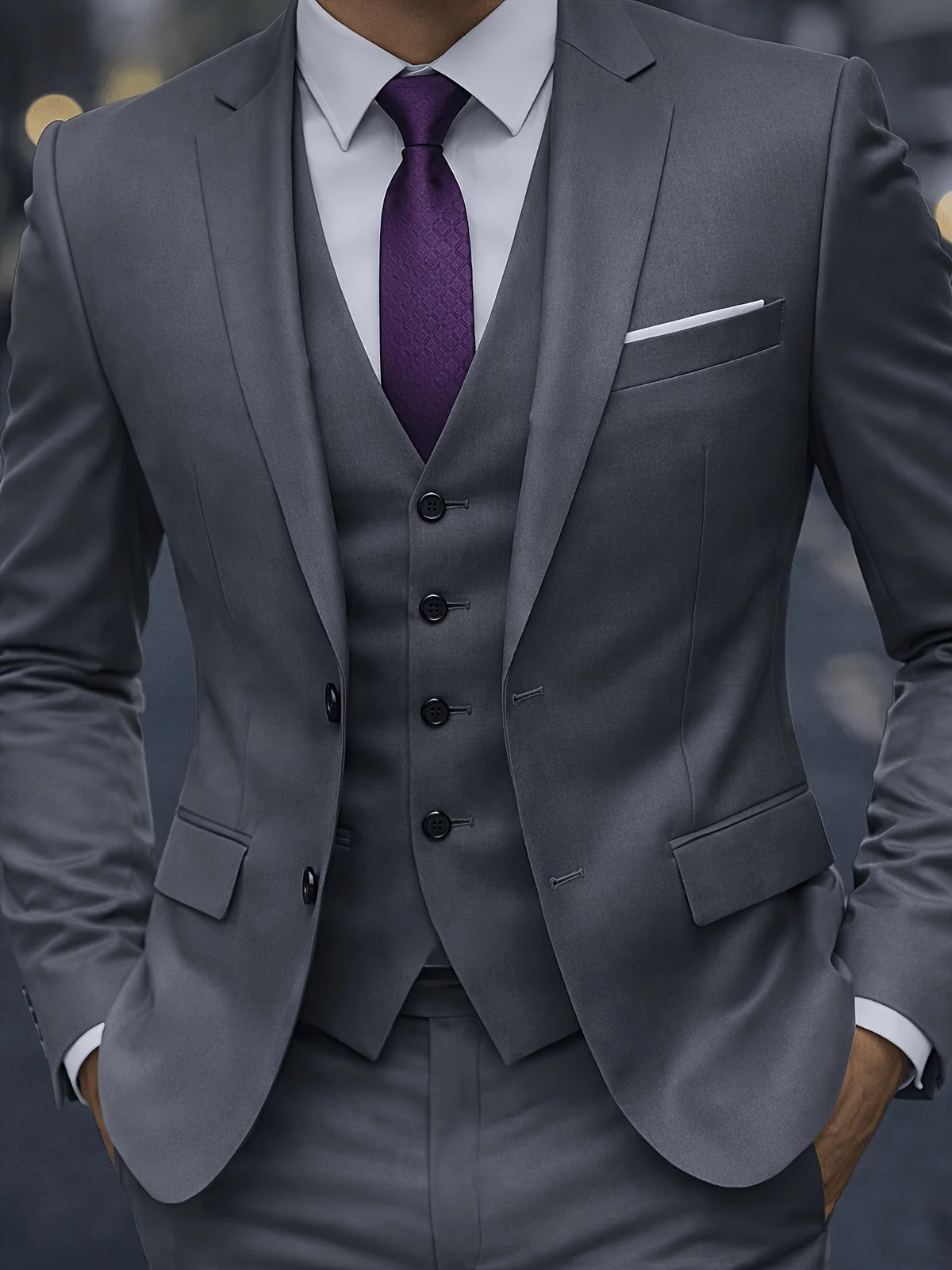 Men's Single-Breasted Three-Piece Suit