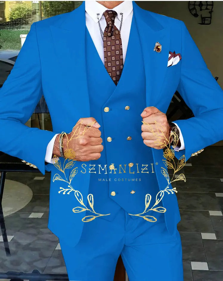 Men's Beige 3-Piece Suit Set — product view