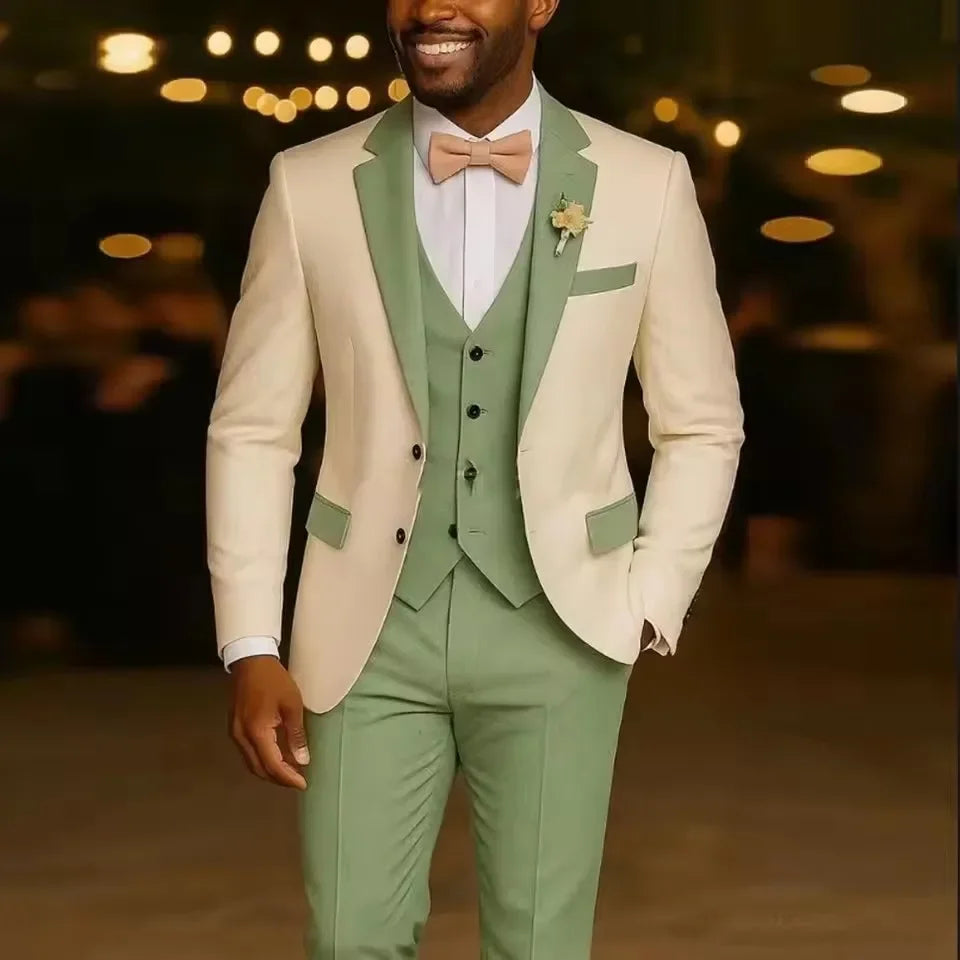 Men's Light Green 3-Piece Suit Set — product view