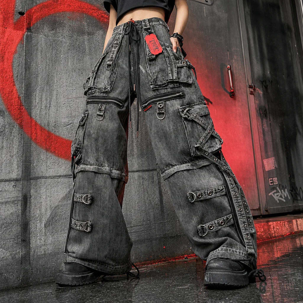 Women's High-Waist Wide-Leg Utility Jeans — product view