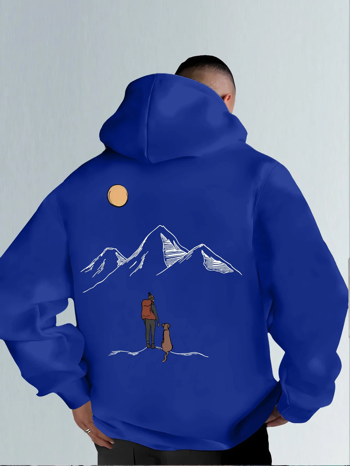 Men's Mountain Print Casual Hoodie