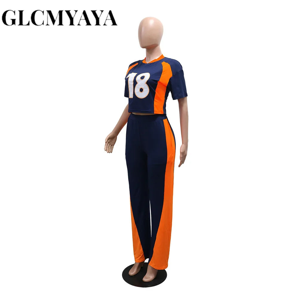 Women's Short-Sleeve Top & Wide-Leg Pants Set