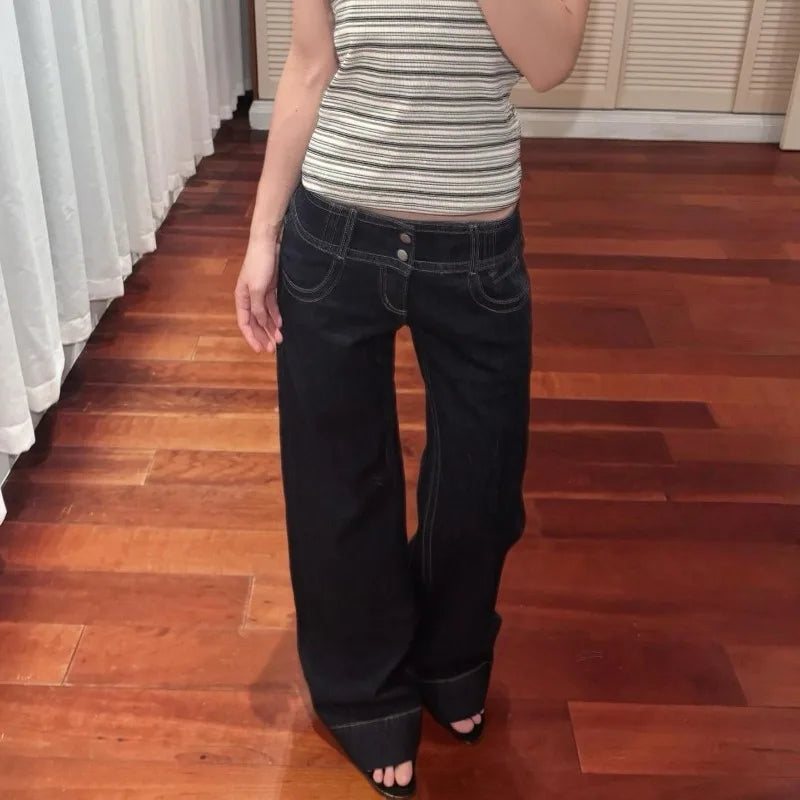 Women's Low-Rise Long Wide-Leg Jeans — product view