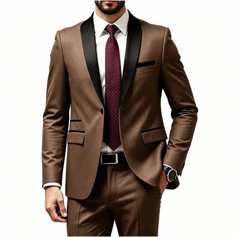 Men's One-Button Slim Fit Suit & Blazer Options