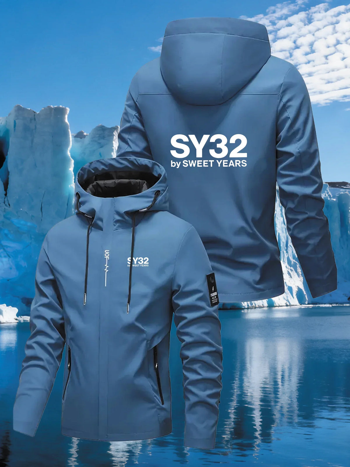 Men's Graphic Print Hooded Zip-Up Jacket