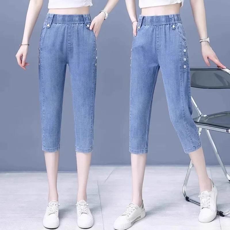 Women's High-Waist Cropped Straight-Leg Jeans — product view