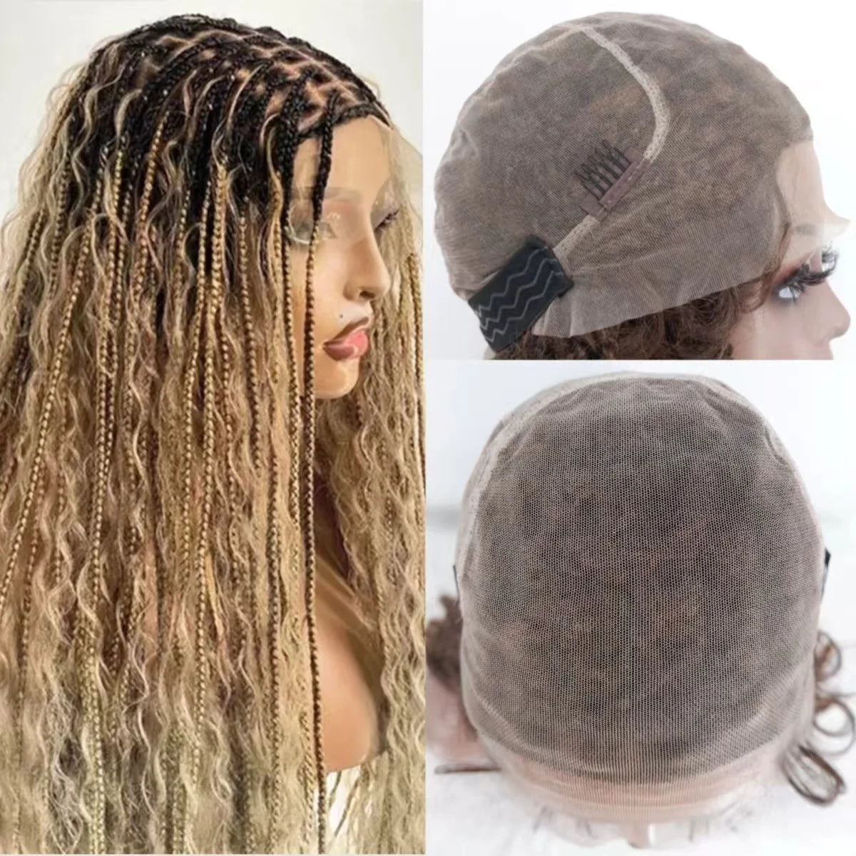 Boho Ombre Honey Blonde Full Lace Wig HD Lace Braided Twist Wig Updo - OSASCO
