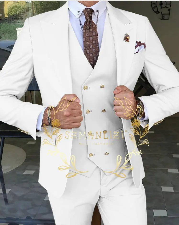 Men's Beige 3-Piece Suit Set — product view