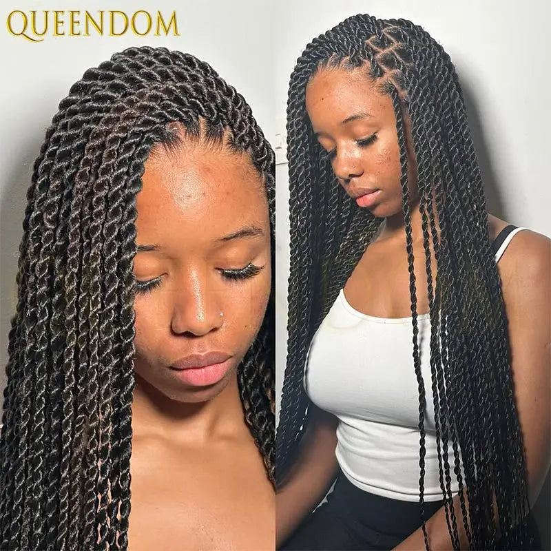 36" Synthetic Full Lace Wig Knotless Box Braid African Braided Wig - OSASCO
