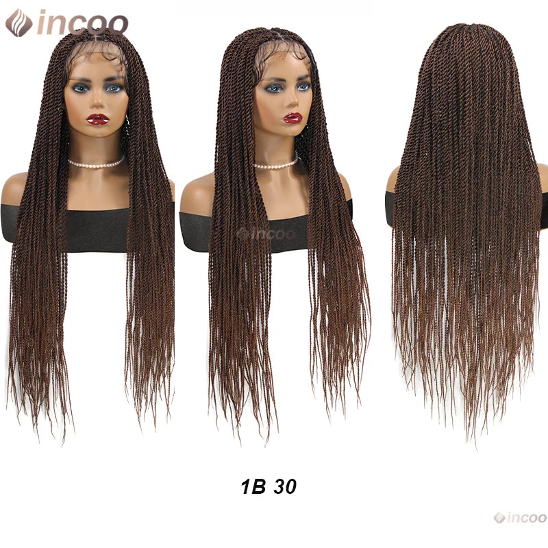 Synthetic Full Lace Braided Wig Blonde Twist Braids Wig Knotless Box - OSASCO