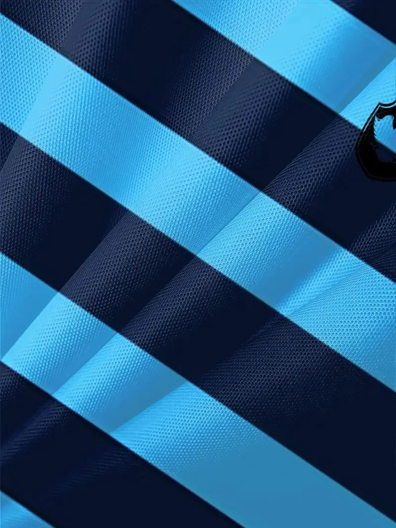 Men's Striped Long-Sleeve Polo Shirt