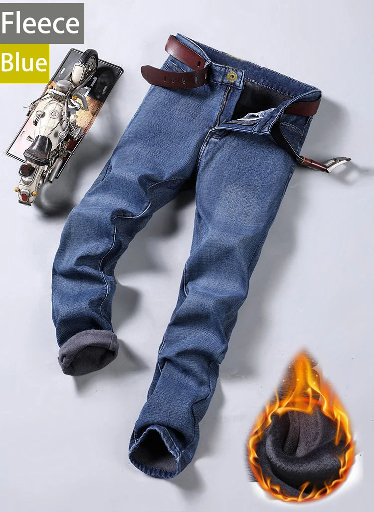 Men's Blue Straight-Leg Stretch Denim Jeans - Lightweight — product view