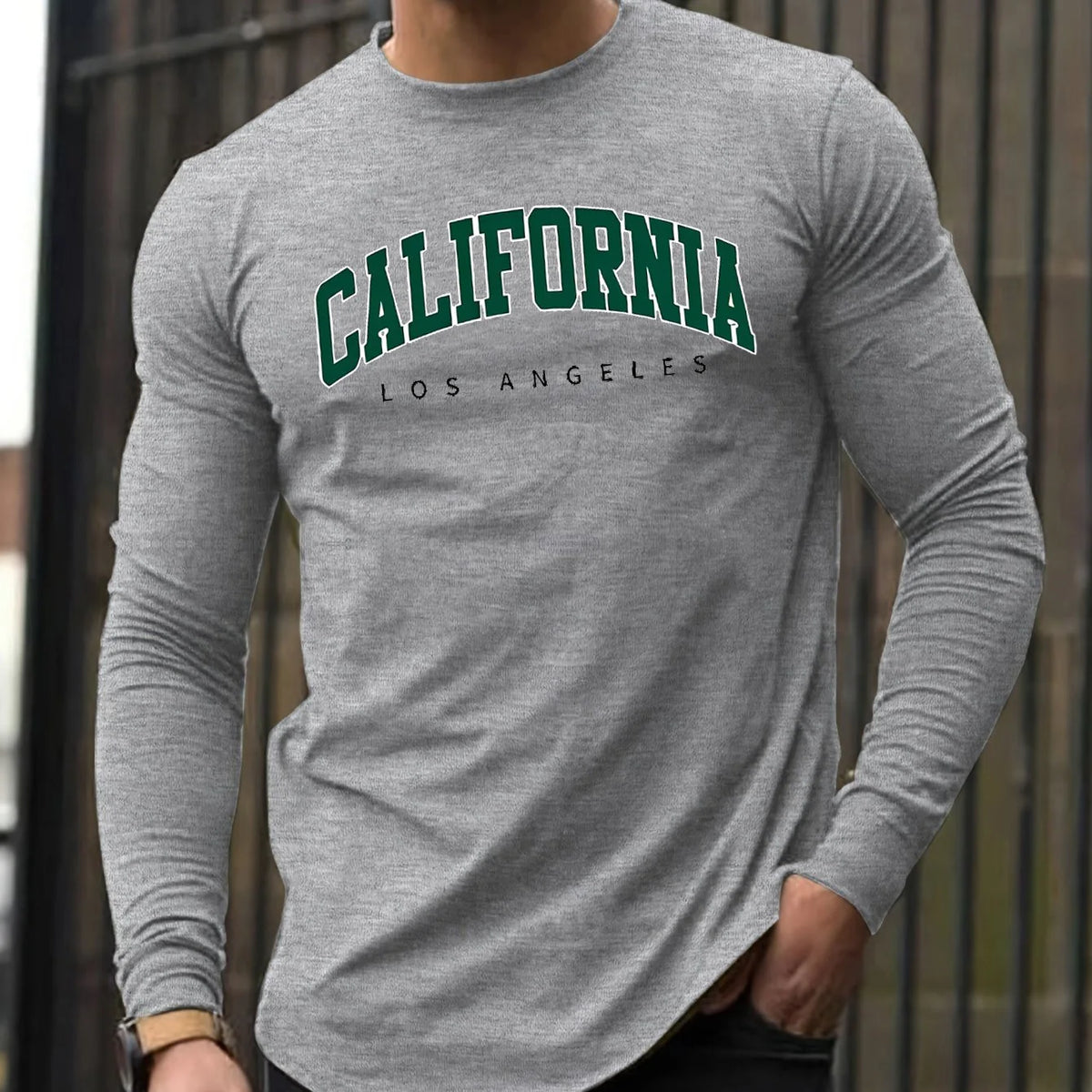 Men's Letter Print Long-Sleeve Casual T-Shirt