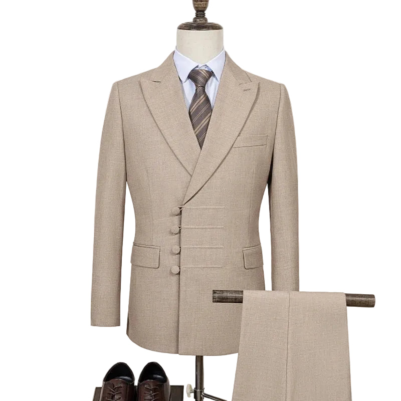 Men's 2-Piece Slim Fit Double-Breasted Suit Set — product view