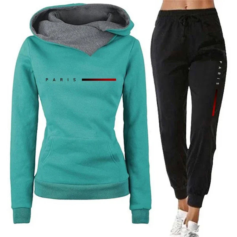 Women's Letter Print Hoodie & Pants Set