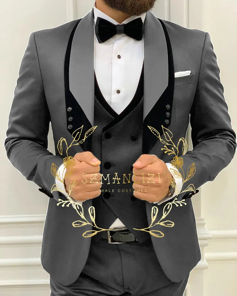 Men's Royal Blue 3-Piece Slim Fit Suit Set — product view