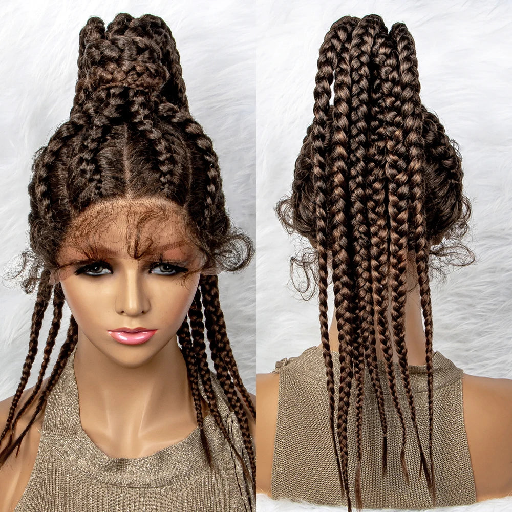 Braided Lace Front Wig 360 Synthetic Wig 24inches Box Wig Braids - OSASCO