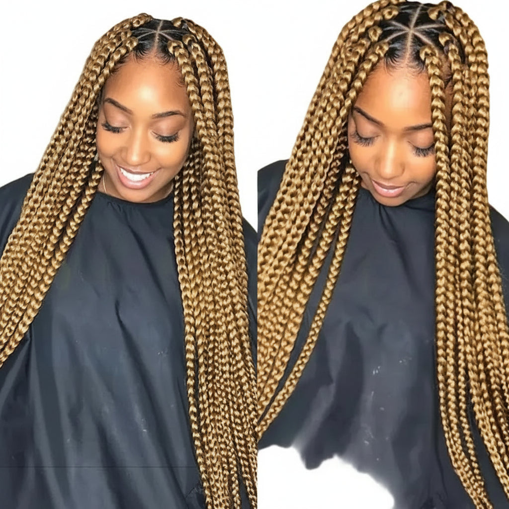Synthetic Jumbo Box Braided Wig 1b27 Knotless Box Braids Lace Wig - OSASCO