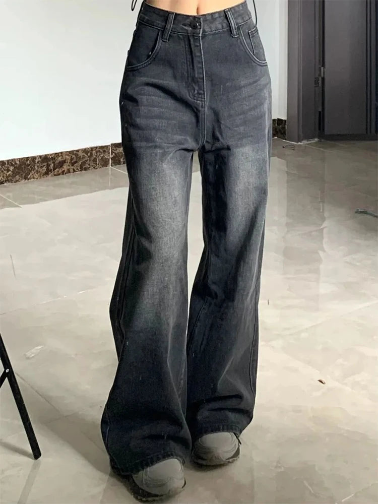 Women's Vintage High-Waist Denim Trousers — product view