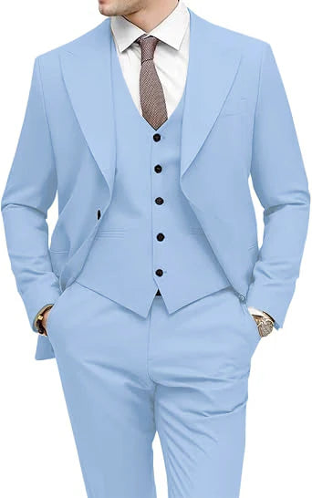 Men's 3-Piece Slim Fit Peak Lapel Suit Set — product view