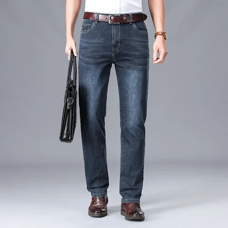 Men's Gray Regular Fit Stretch Denim Jeans — product view