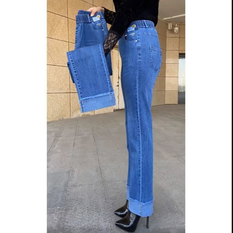 Women's High-Waist Stretch Straight-Leg Jeans — product view