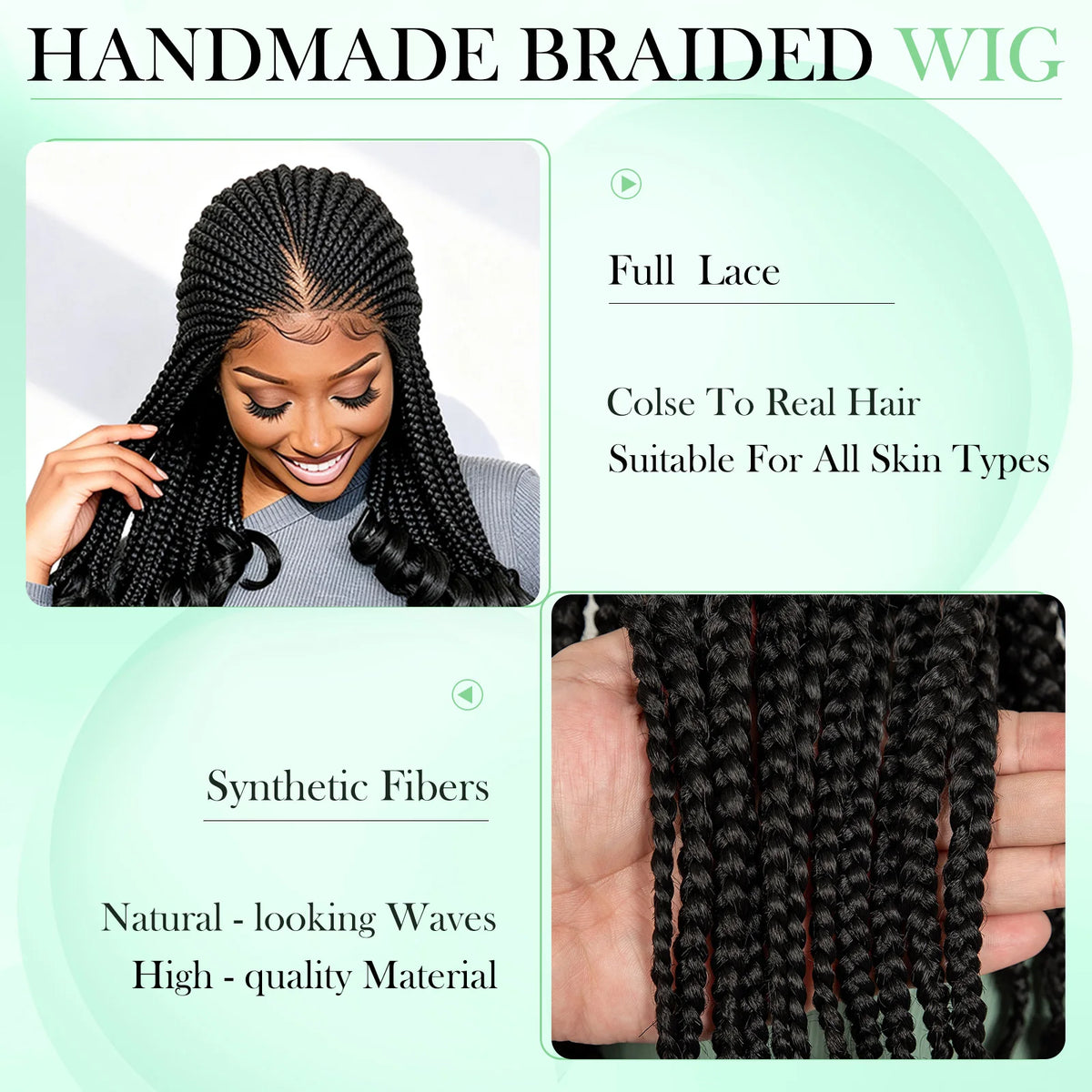 18 Inch Full Lace Synthetic Braided Wig Box Twisted Braids with Curly - OSASCO