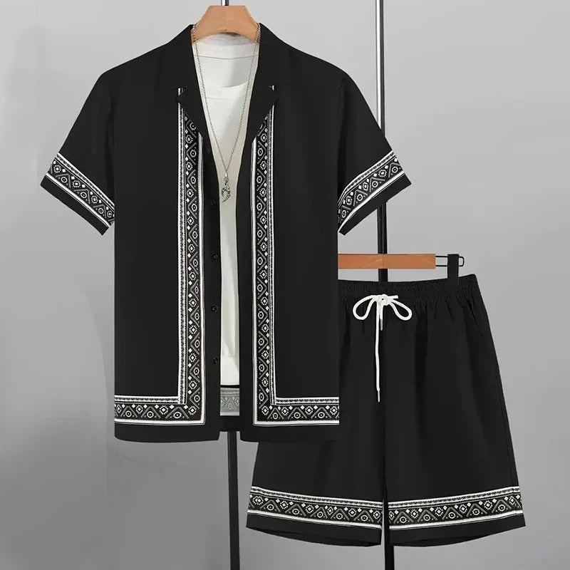 Men's Animal Print Top & Shorts Set