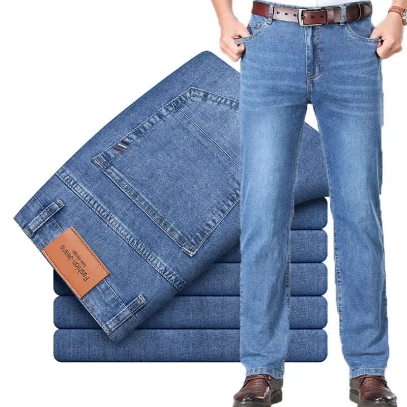 Men's Gray Regular Fit Stretch Denim Jeans — product view