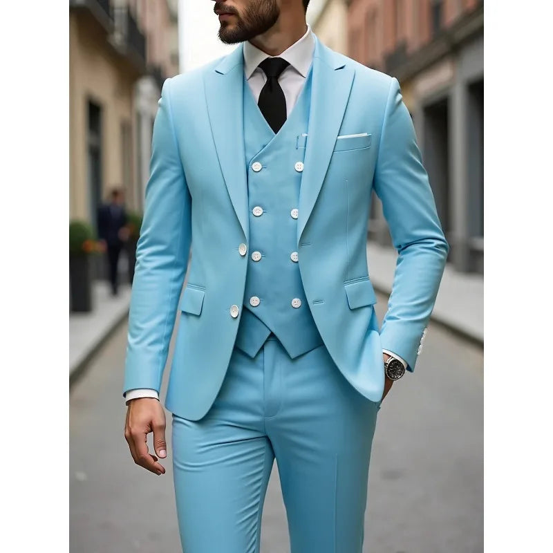 Men's Slim Fit Three-Piece Wedding Suit
