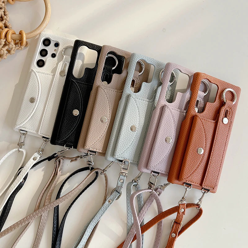 Wrist Strap Wallet Phone Case for Samsung Galaxy S20 Plus, S20 Ultra, S21, S21 Plus, S21 Ultra, S22, S22 Plus, S22 Ultra, S23 FE, S24, S24 Plus, S24 Ultra, S25, S25 Plus, S25 Ultra, S20, S23 Ultra, S26, S26 Plus, S26 Ultra, Note 20 & More Models