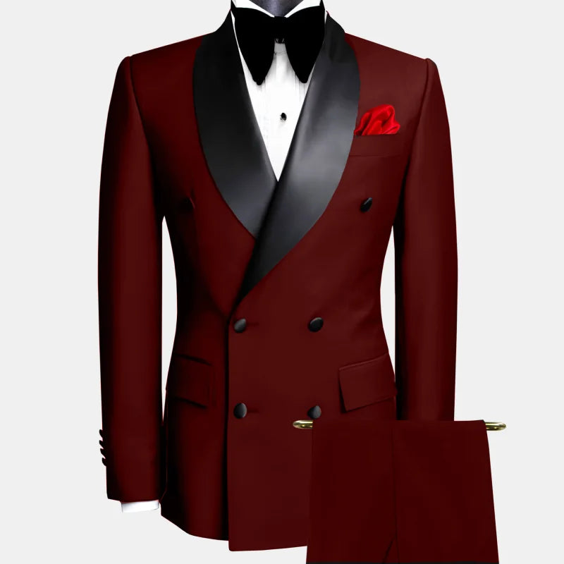 Men's Slim-Fit Double-Breasted Shawl Lapel Suit Set — product view