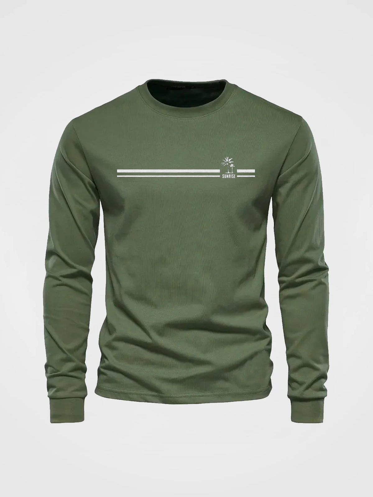 Men's Palm Tree Print Long-Sleeve Casual T-Shirt