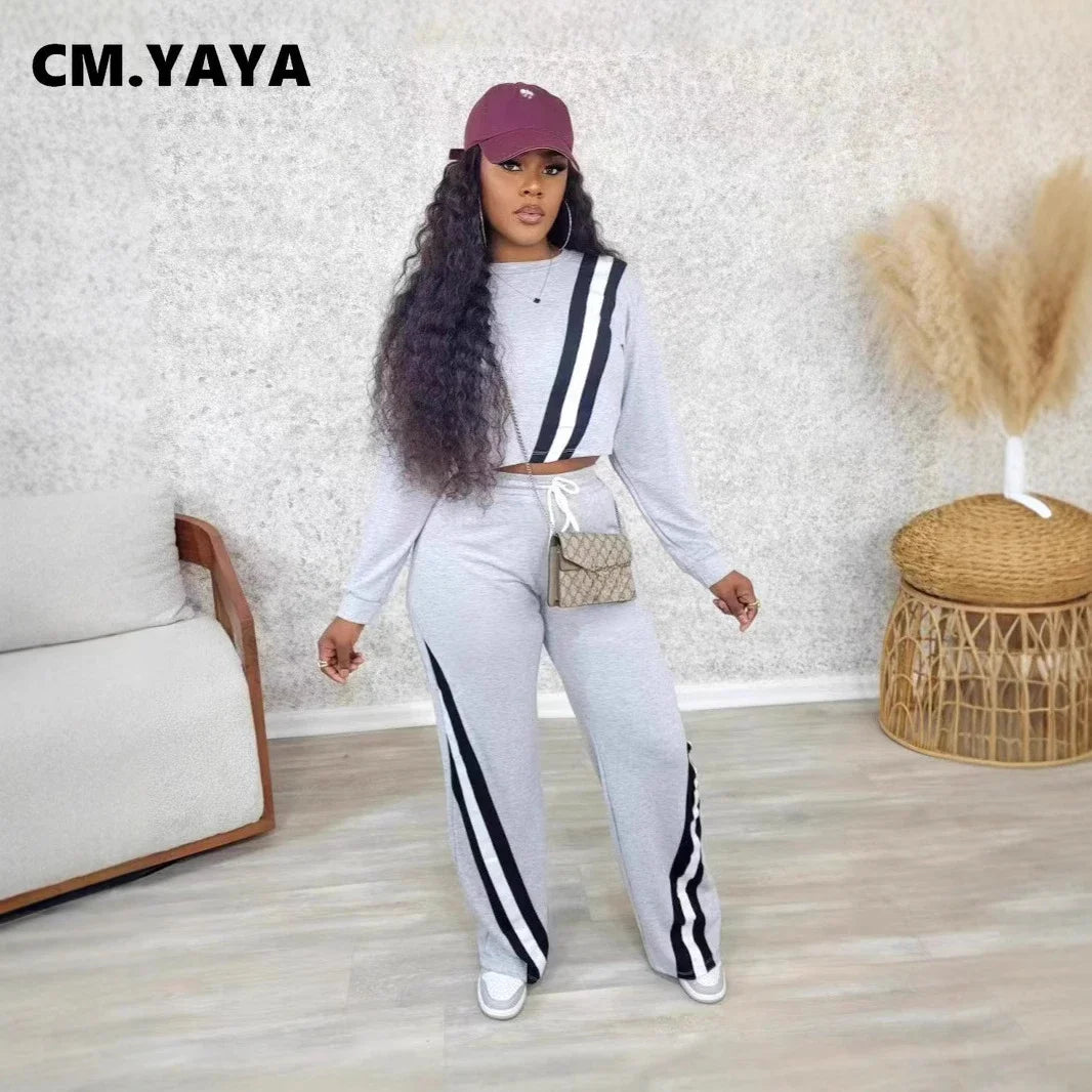 Women's Striped Sweatshirt & Sweatpants Set