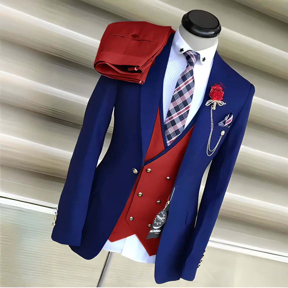 Men's Royal Blue 3-Piece Suit Set — product view