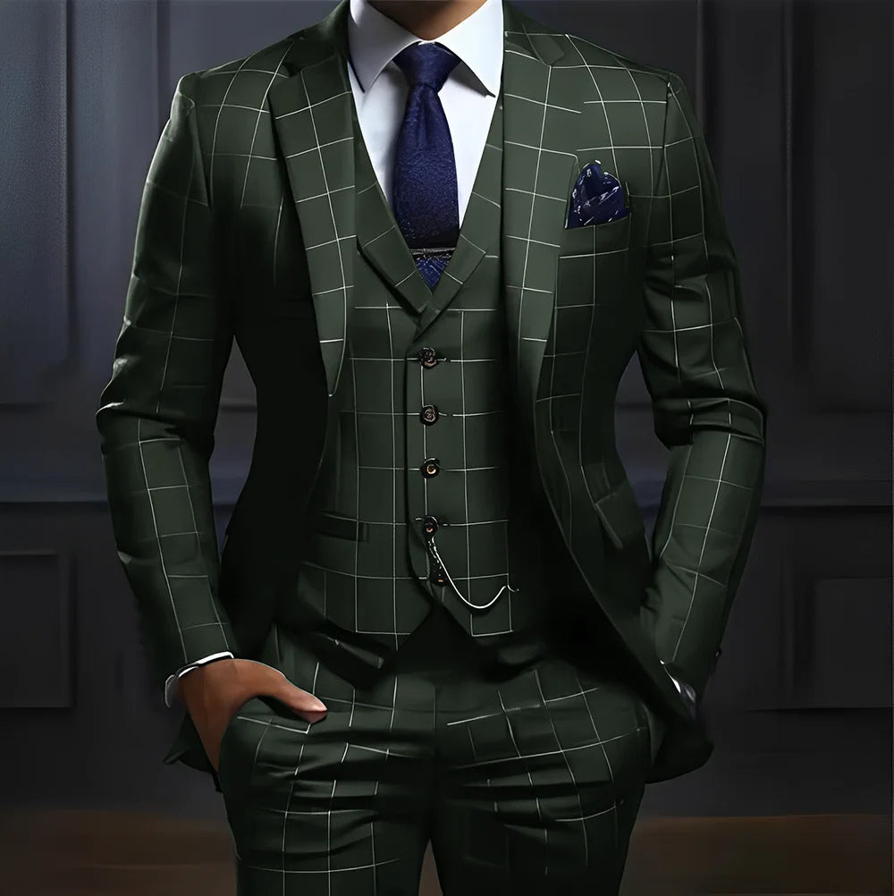 Men's Plaid 3-Piece Suit Set — product view