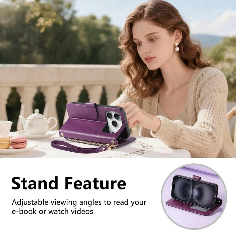 Magnetic Crossbody Zipper Wallet Phone Case for iPhone 14 Pro, iPhone 14 Plus, iPhone 14, iPhone 13 Pro Max, iPhone 13 Pro, iPhone 13, iPhone 12 Pro Max, iPhone 12 Pro, iPhone 12, iPhone 18 Pro Max, iPhone 18 Pro, iPhone 18 & More Models