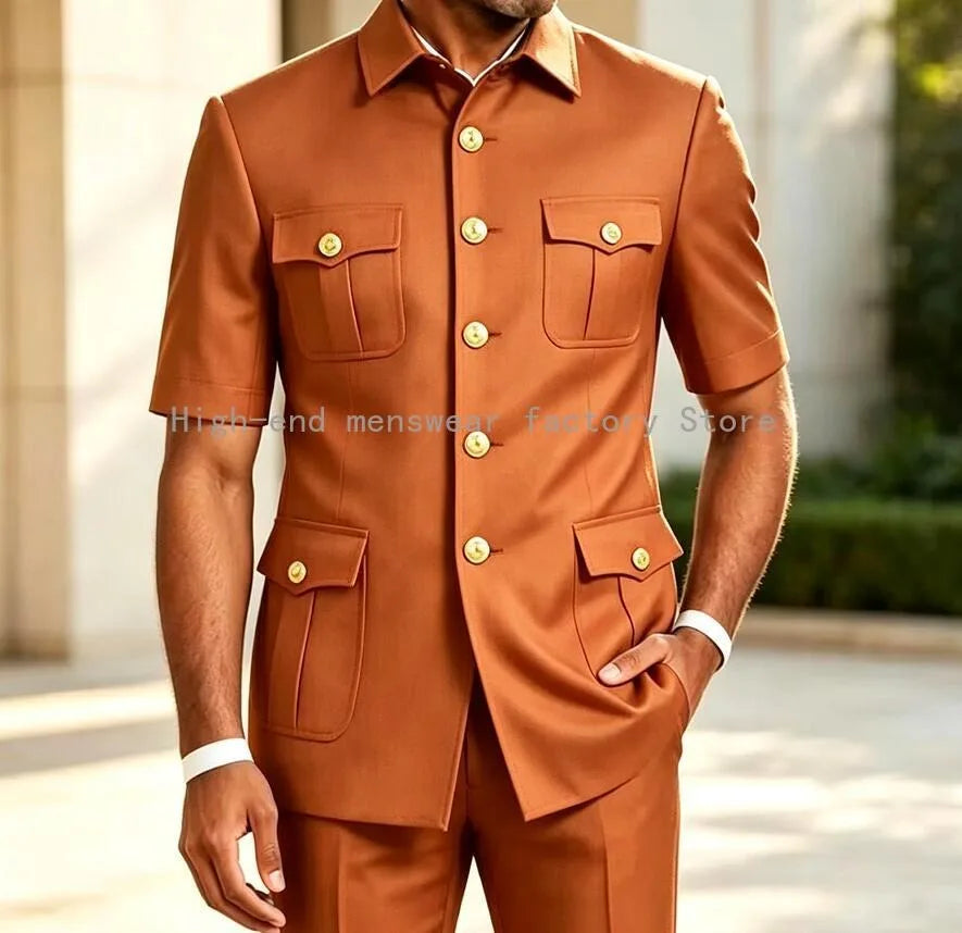 Men's Brown 2-Piece Slim Fit Suit Set — product view