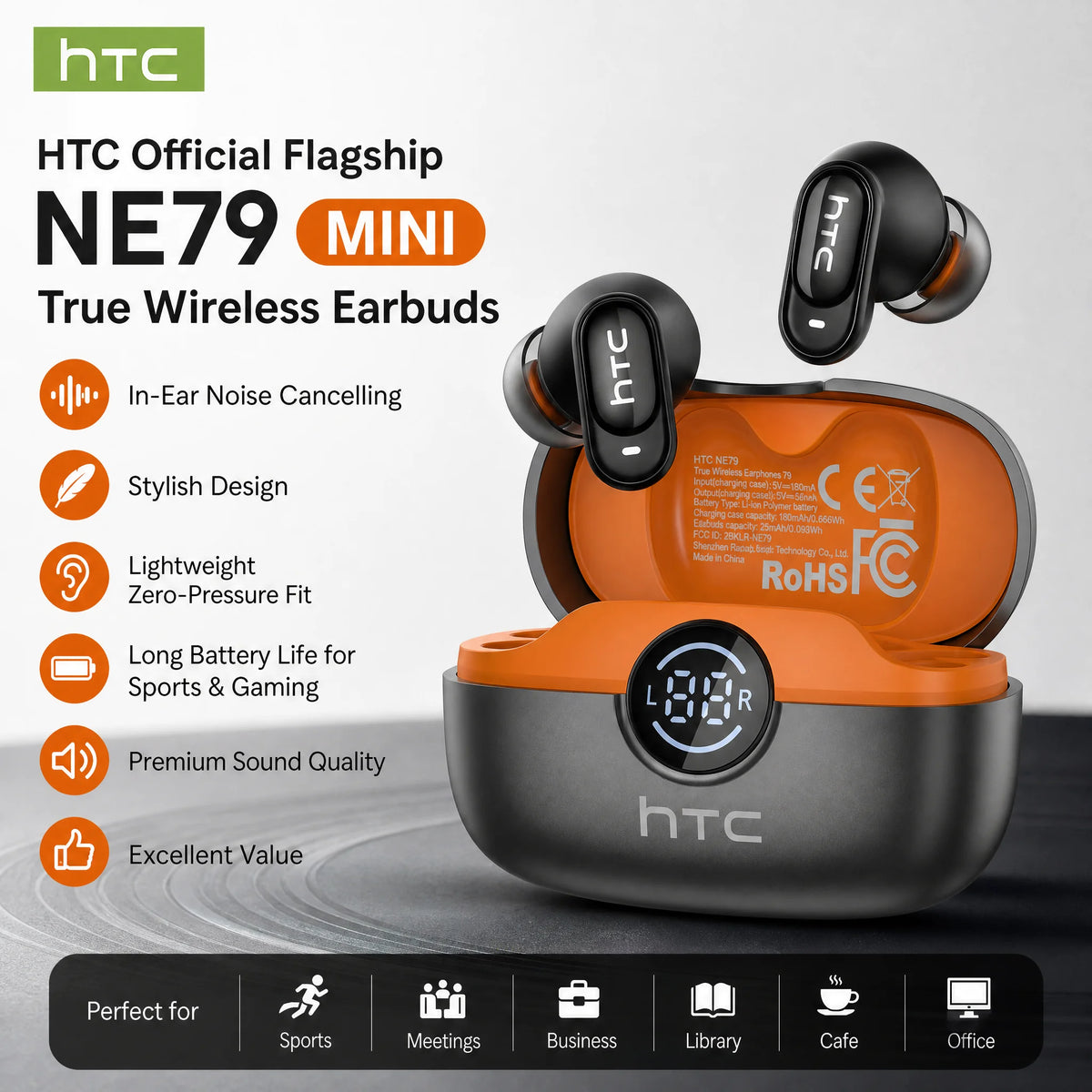 AI Translation Wireless Earbuds with LED Display
