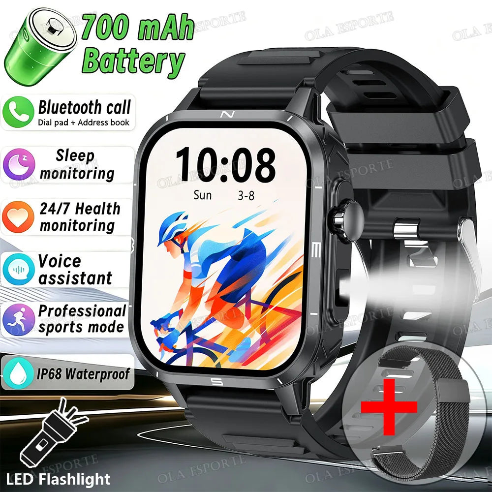 Outdoor 1.73-Inch Calling Smartwatch with Flashlight