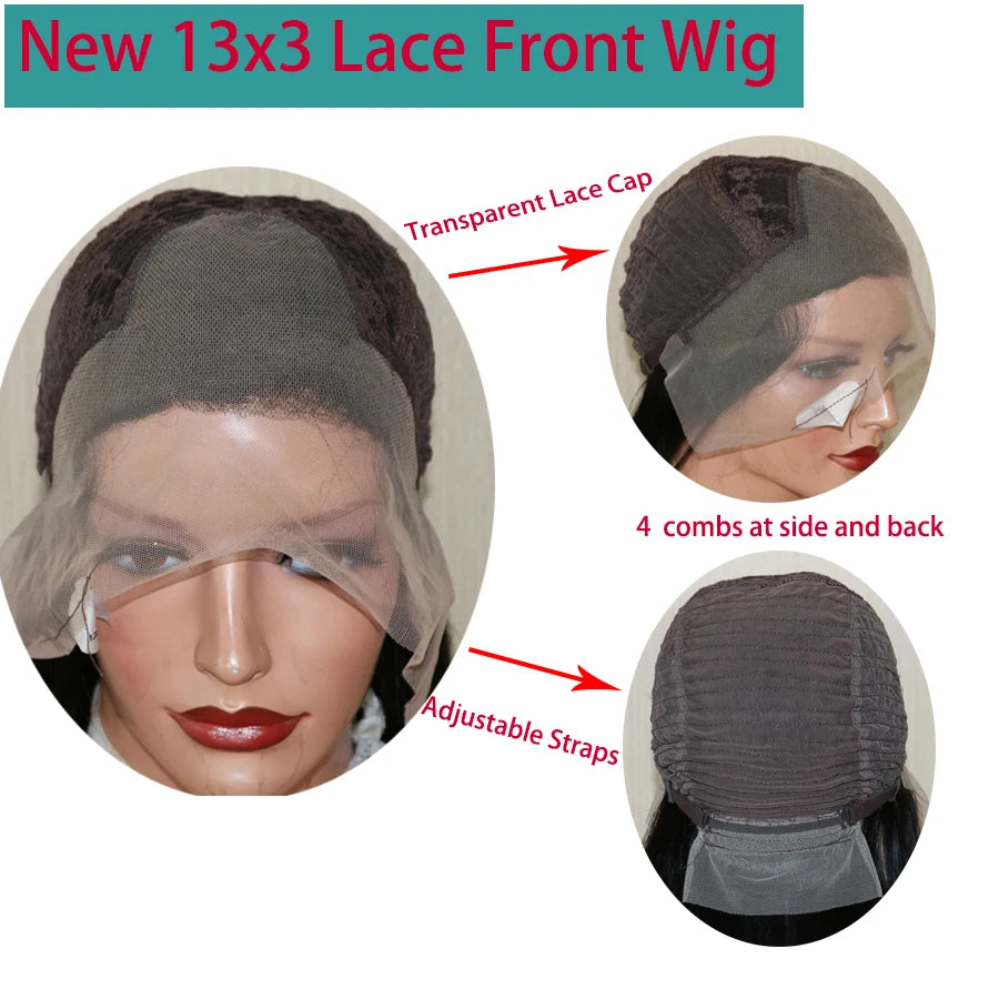Light Brown Straight Human Hair Lace Wig — product view