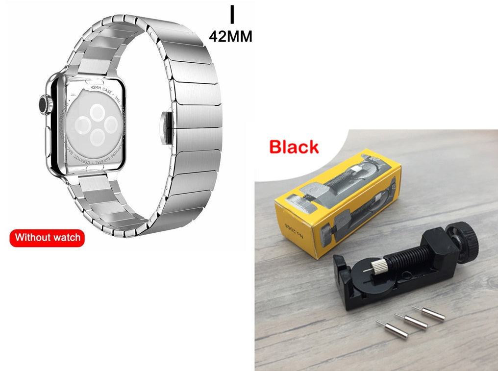 Metal Watch Strap with Butterfly Clasp