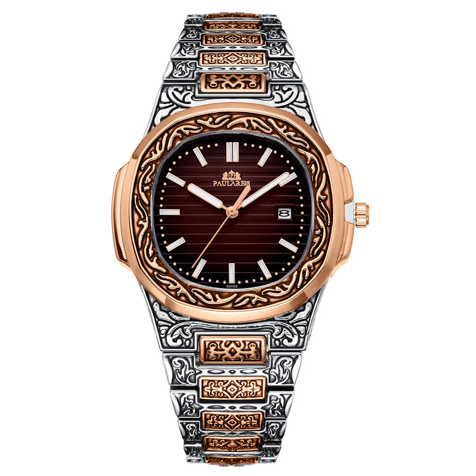 Men's Parrot-Design Calendar Quartz Watch