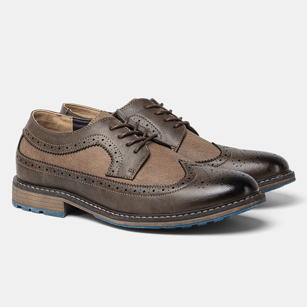Men's Colour-Block PU Brogue Shoes