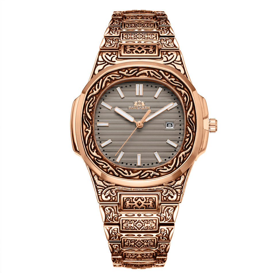 Men's Parrot-Design Calendar Quartz Watch