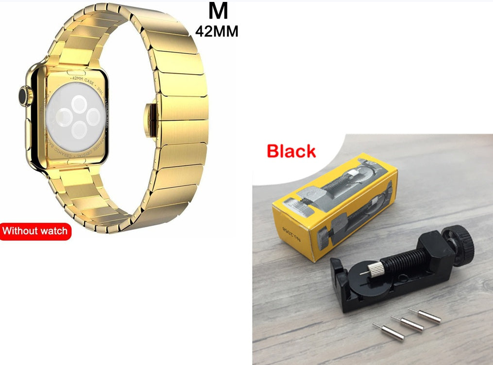 Metal Watch Strap with Butterfly Clasp