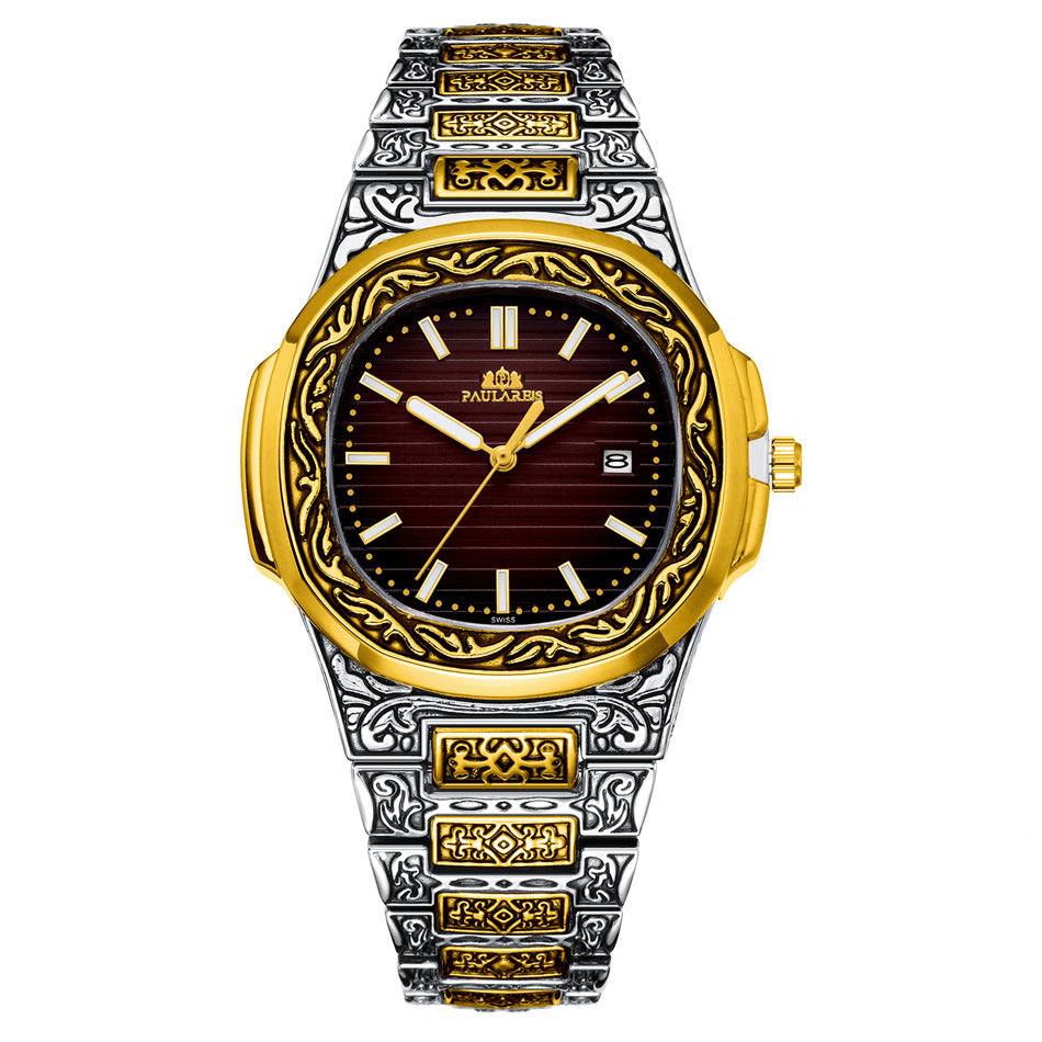 Men's Parrot-Design Calendar Quartz Watch