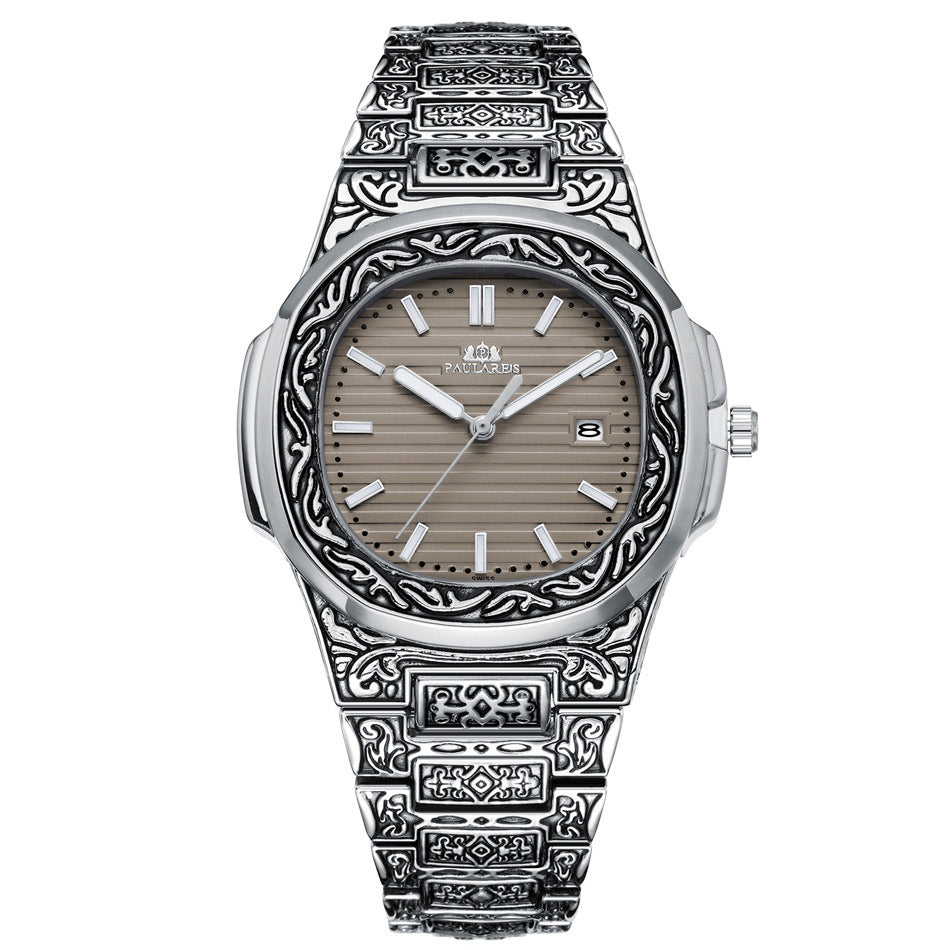 Men's Parrot-Design Calendar Quartz Watch