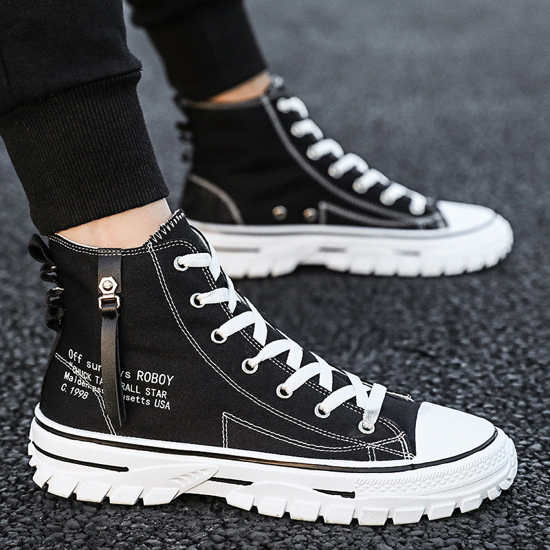 High-Top Thick-Sole Canvas Sneakers — product view